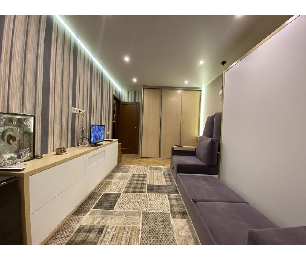 Кровать трансформер с шкаф-купе и горкой в гостиную: пр. Партизанский, д.147